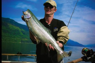 Percy with Kootenay Lake Rainbow Chinook in 2006