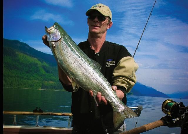 Percy with Kootenay Lake Rainbow Chinook in 2006