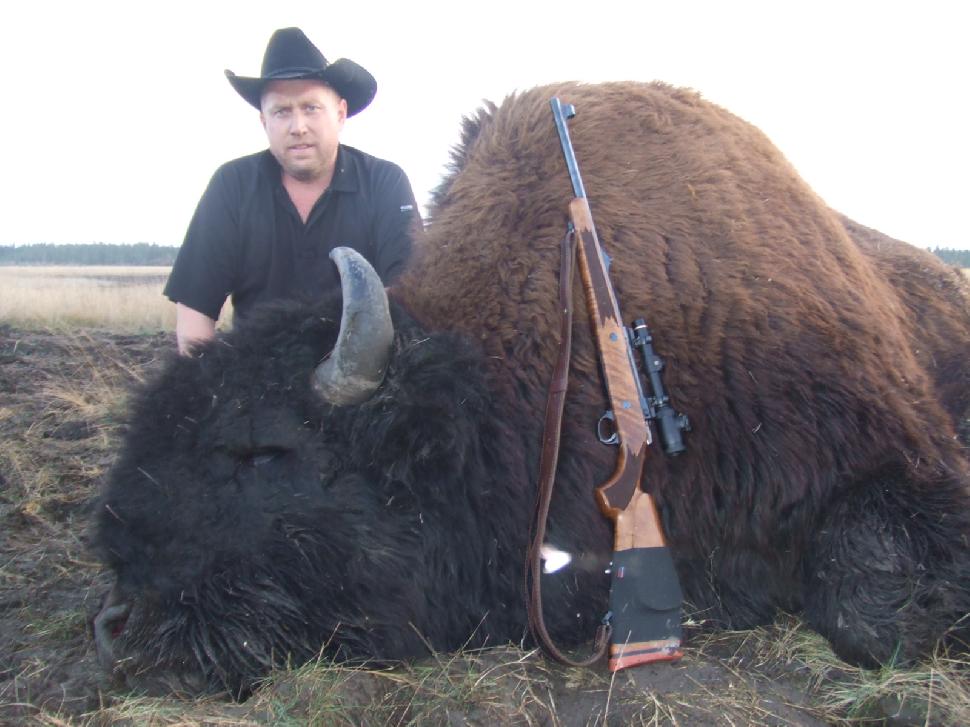 Matt Siemens with his bison kill in 2012