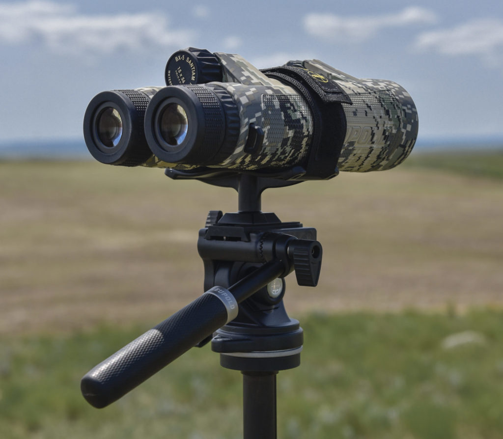 A binocular tripod mount is a good investment, to relieve neck and arm strain.