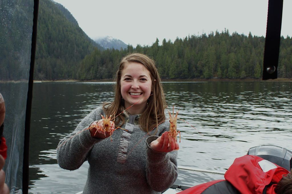 Raeanne O’Meara with some fresh prawns.