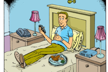 Just because a character seems to be struggling on screen doesn't mean they didn't just have a good night's sleep in the hotel the night before. Illustration by Keith Milne and Gord Coulthart.