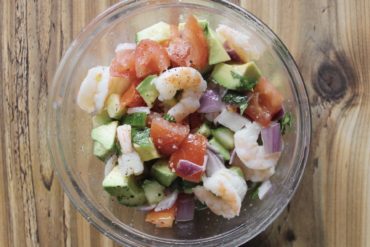 Easy prawn avocado salad. Credit: Raeanne O’Meara.