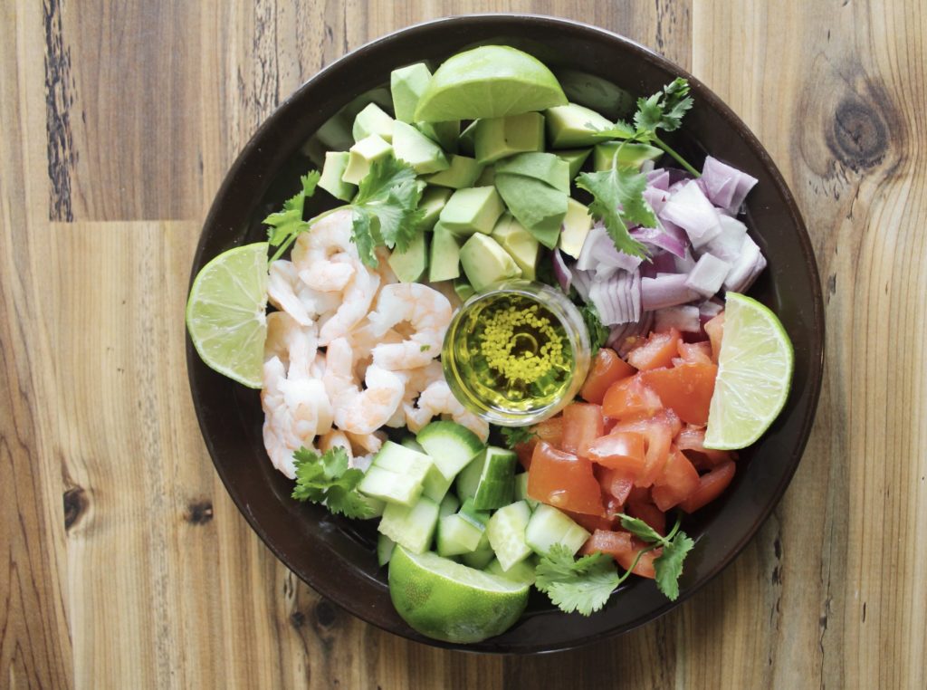 Easy prawn avocado salad. Credit: Raeanne O’Meara.