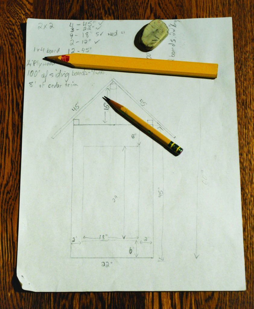 1: Designing a smokehouse starts with a great idea and roughing out the dimensions on paper. 