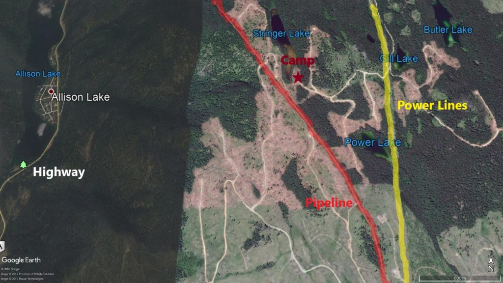 A similar area to my last hunt. I’ve highlighted a pipeline in red and the power lines in yellow.