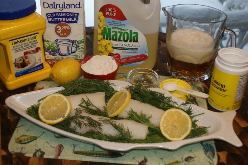 Ingredients for halibut sea dogs.