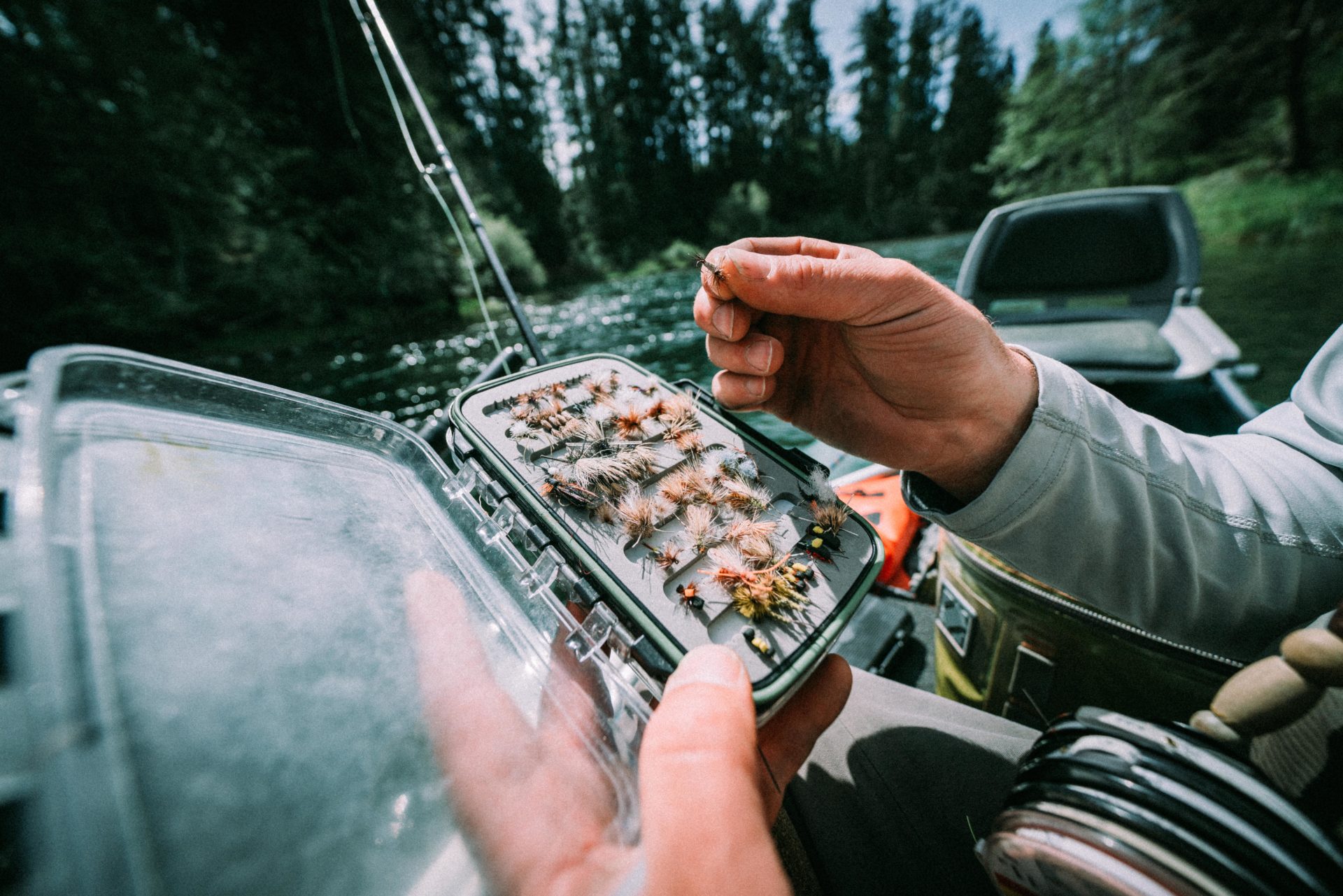 We’ve all had the experience of looking through our fly boxes, not knowing which direction to go next. If matching the hatch isn’t providing results, switch it up. Photo by Chase White.