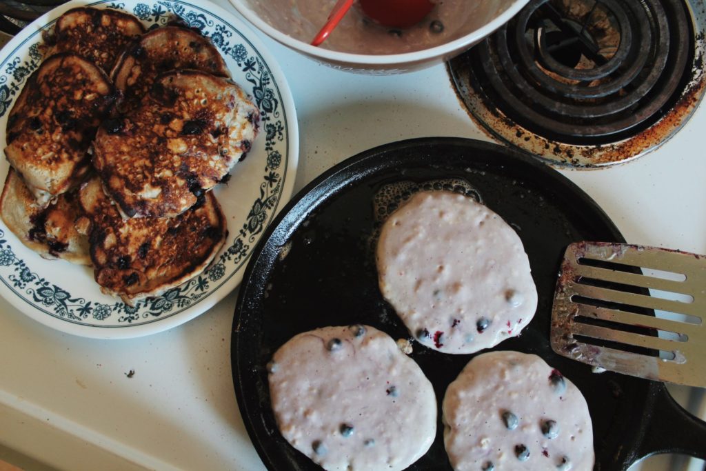 Pancakes on the griddle. Credit: Raeanne O’Meara.