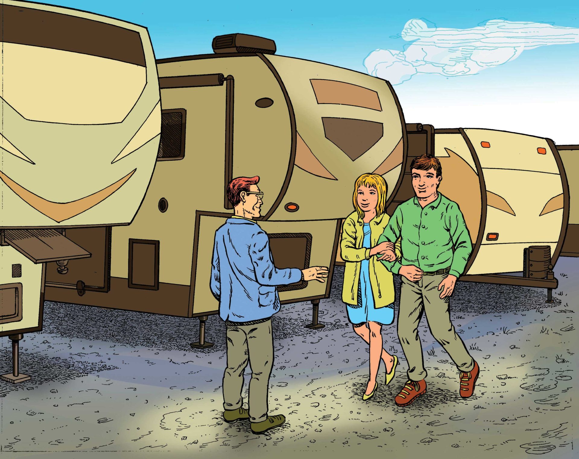 If you’re thinking about purchasing an RV, make sure you know about potential problems to look for. Illustration by Keith Milne and Gord Coulthart.