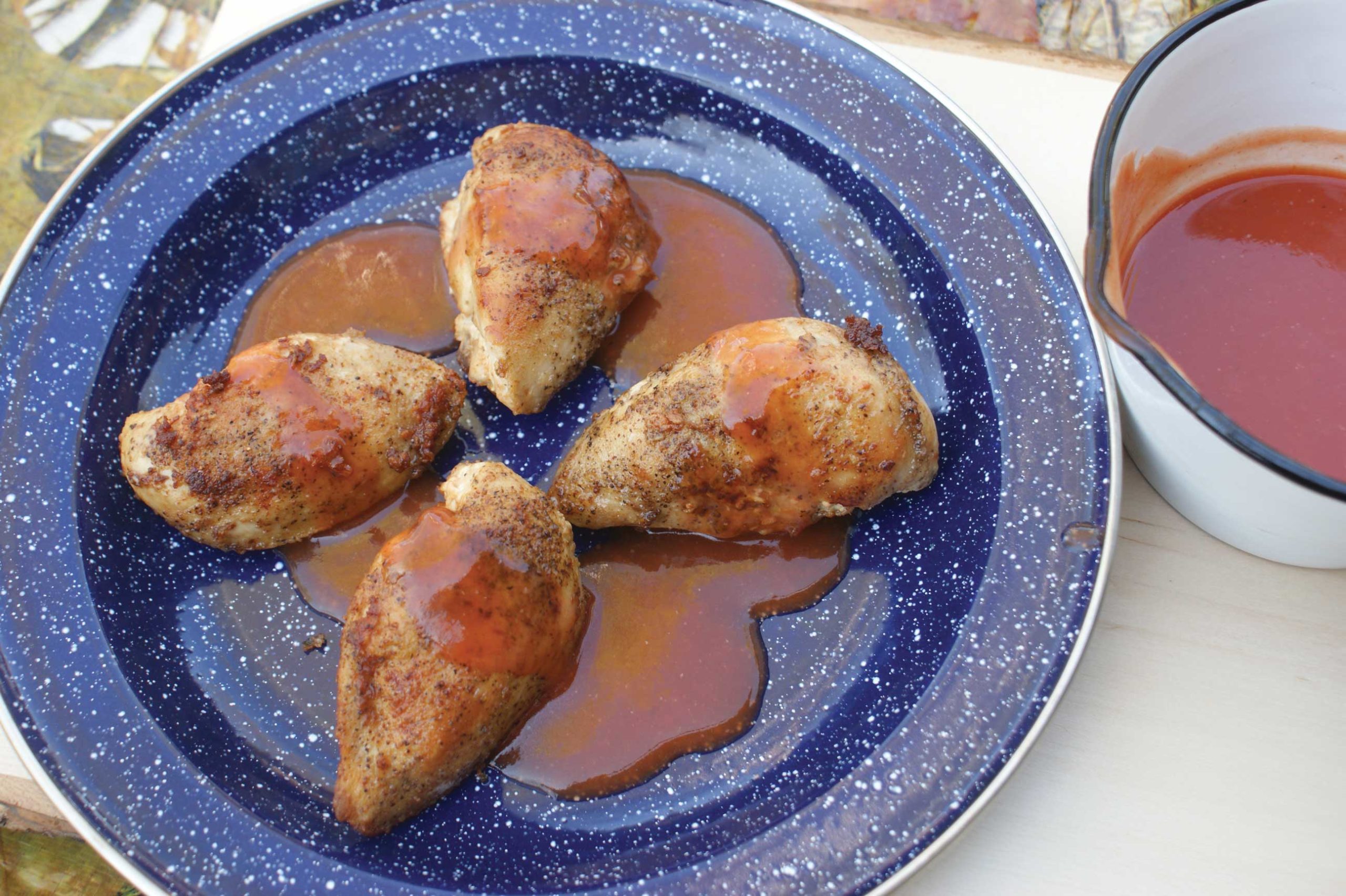 Fried grouse rosehip sauce.