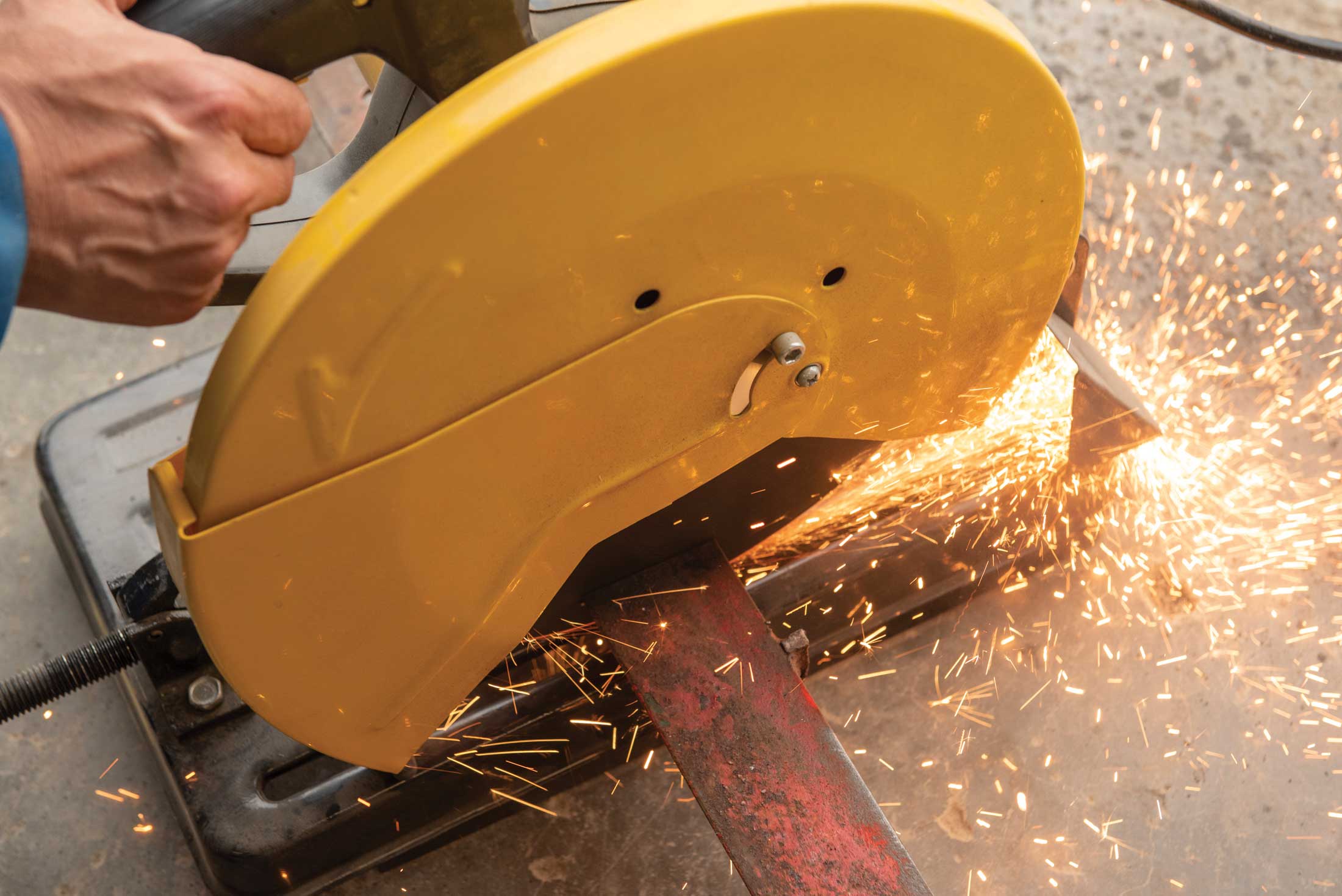 Step 3, cutting: I used a chop saw to cut most of the metal parts to length. A metal cutting bandsaw is another method for cutting metal parts.