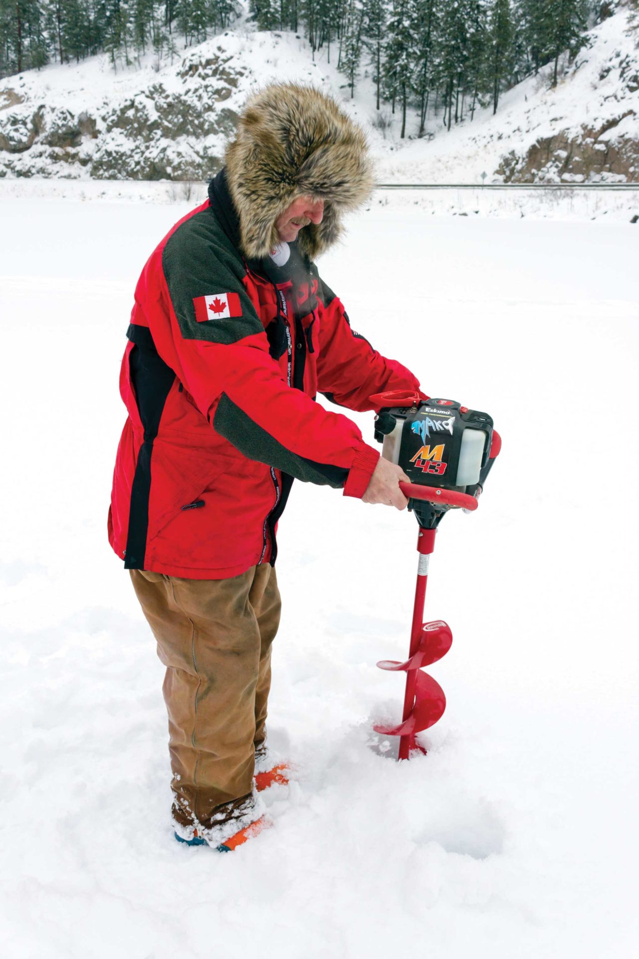 Ice fishing.