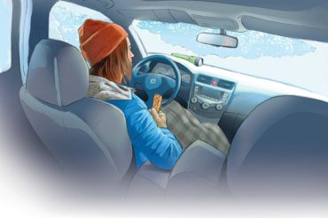 Stuck In A Car. Illustration by Mike Del Rizzo.