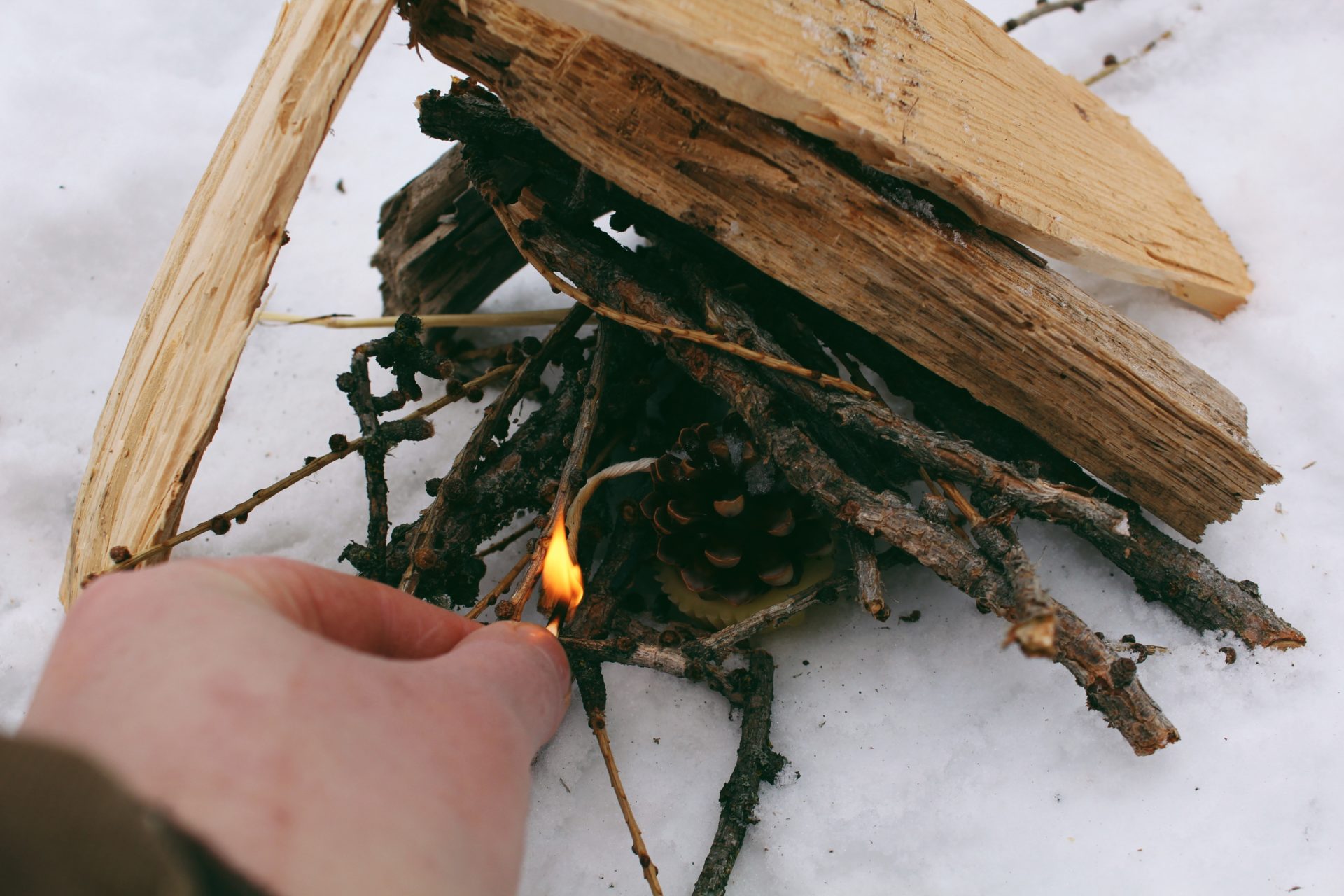 Starting the fire. Credit: Raeanne O’Meara.