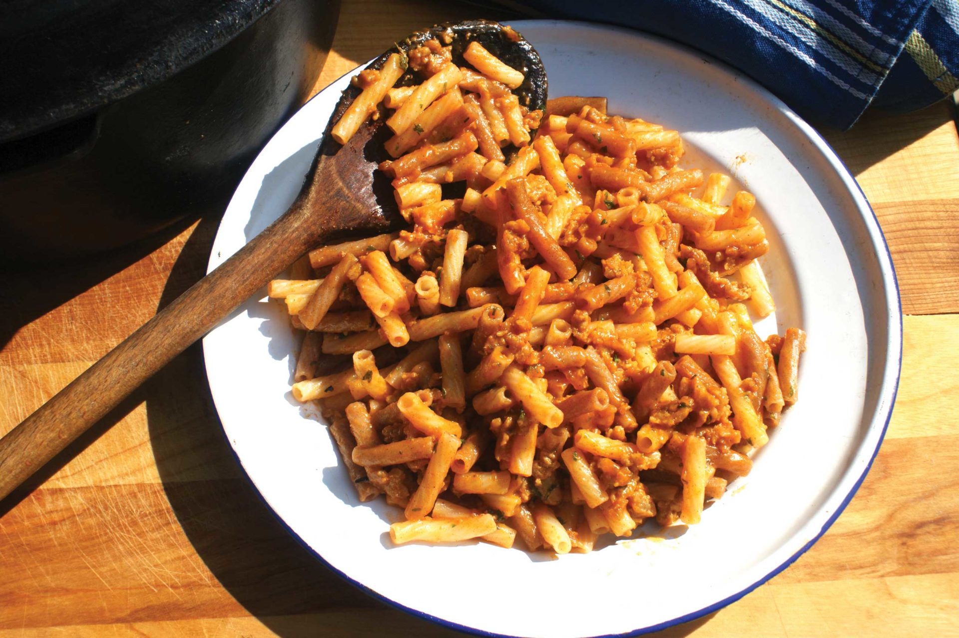 Homemade hamburger helper, made with ground venison quinoa noodles and homemade seasoning mix.