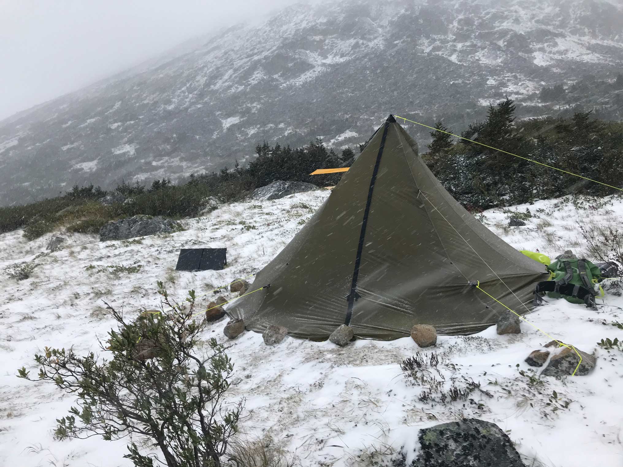 Hunkering down in the Cassiar Range as an Arctic blizzard blows in.