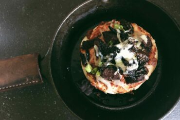 Easy Bear Sausage & Morel Mini Pizzas. Credit: Raeanne O’Meara.
