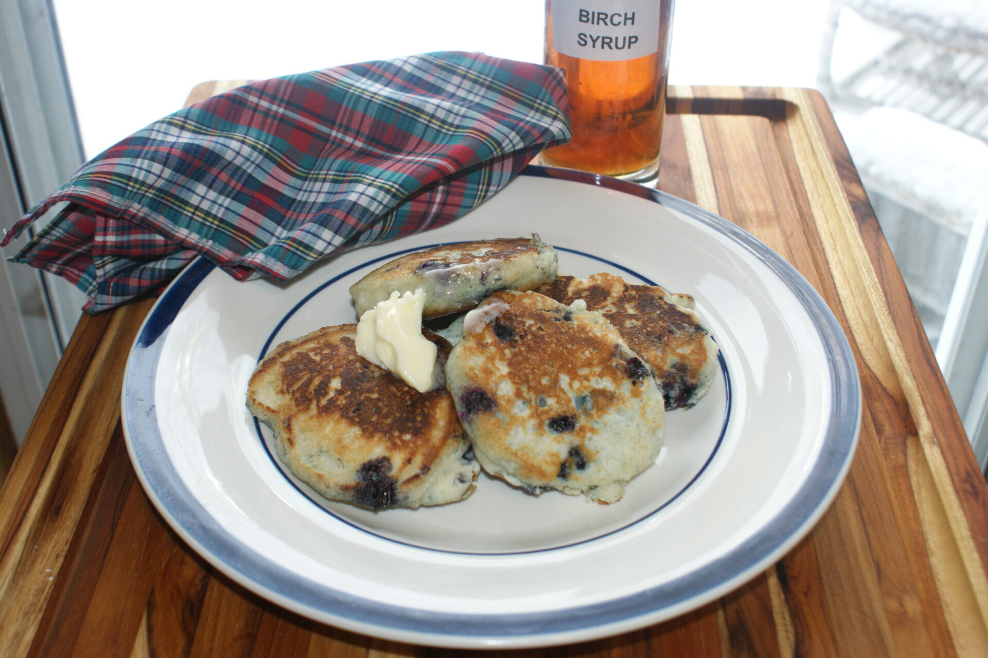 Wild Blueberry-Buttermilk Pancakes With Birch Syrup