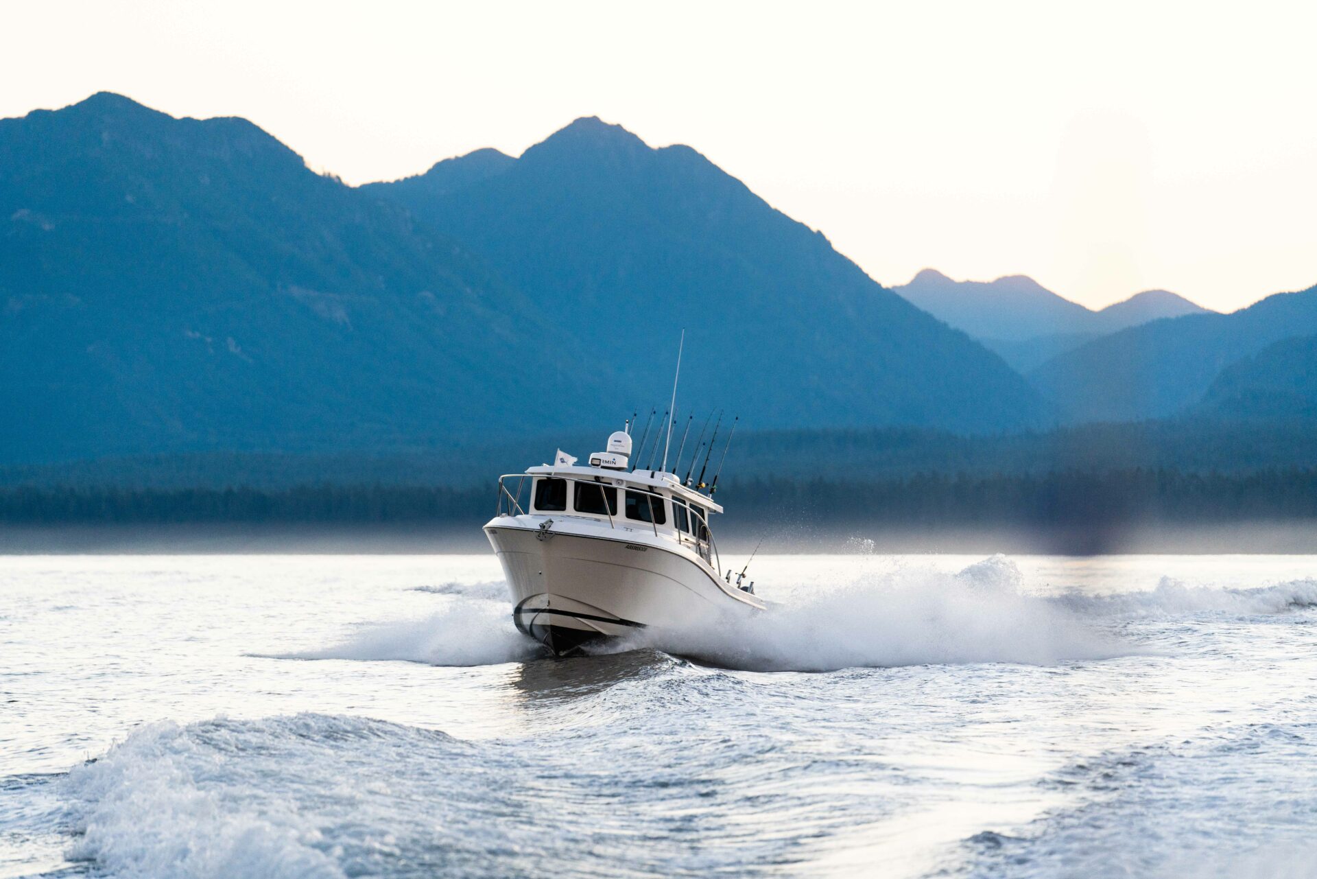 For all albacore trips, several boats travel together in convoy to maximize safety, with a minimum of three boats per location at any given time. Photo by Chase White.