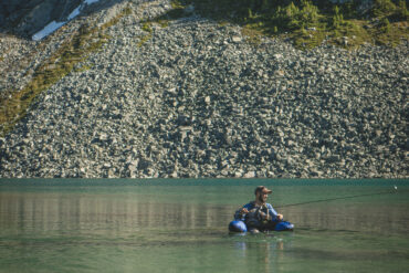 The author, in search of a fine trout to accompany dinner.