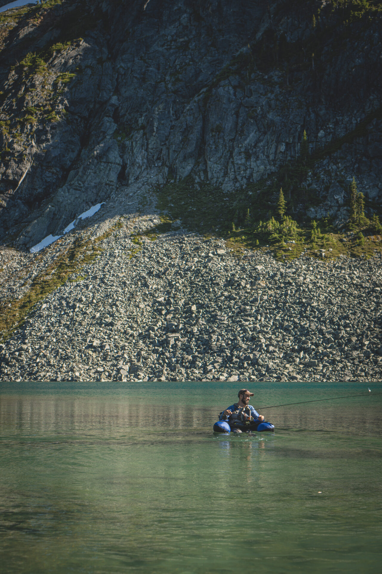 The author, in search of a fine trout to accompany dinner.