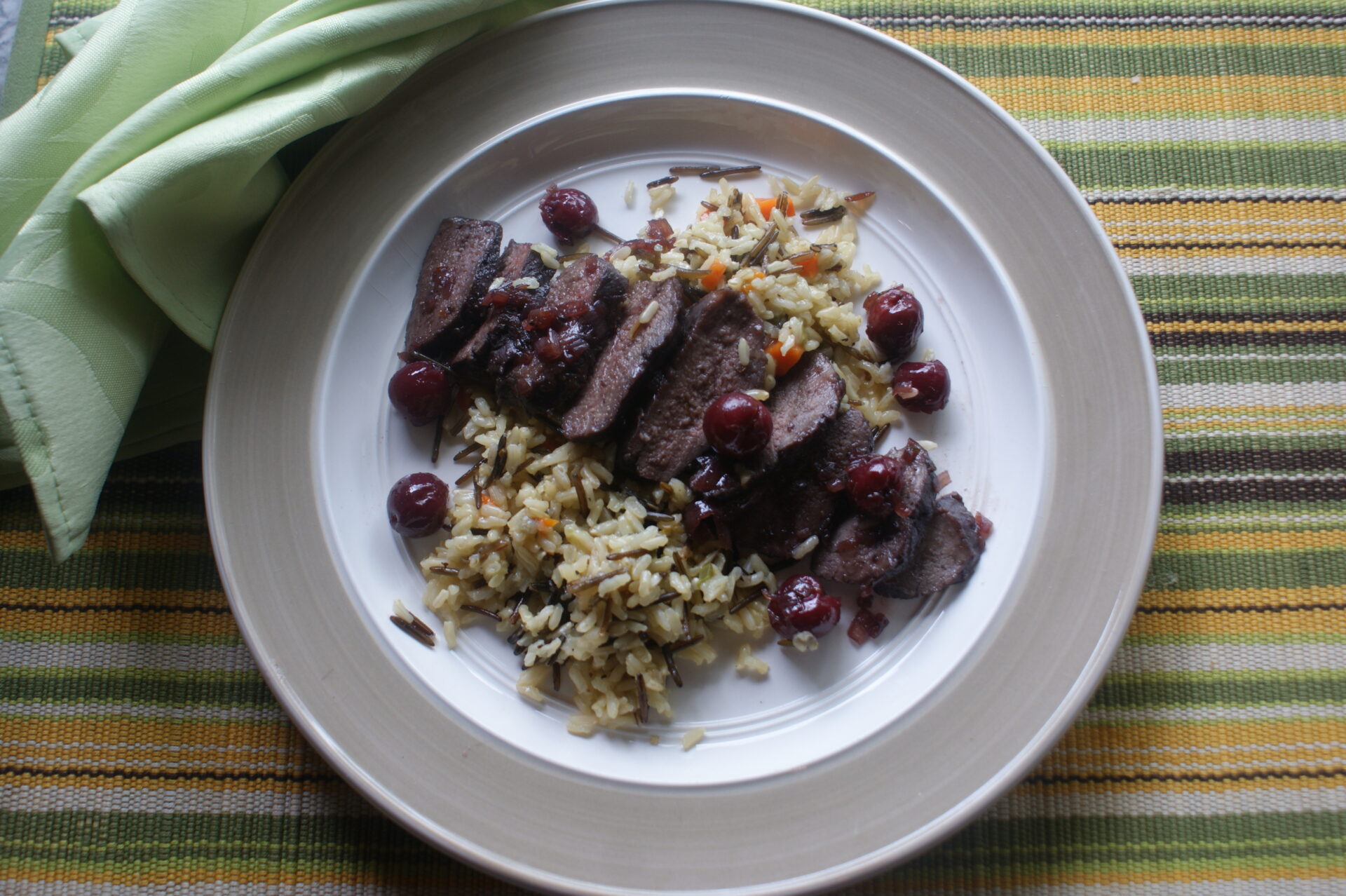 Medium-rare is the desired doneness for this dish.