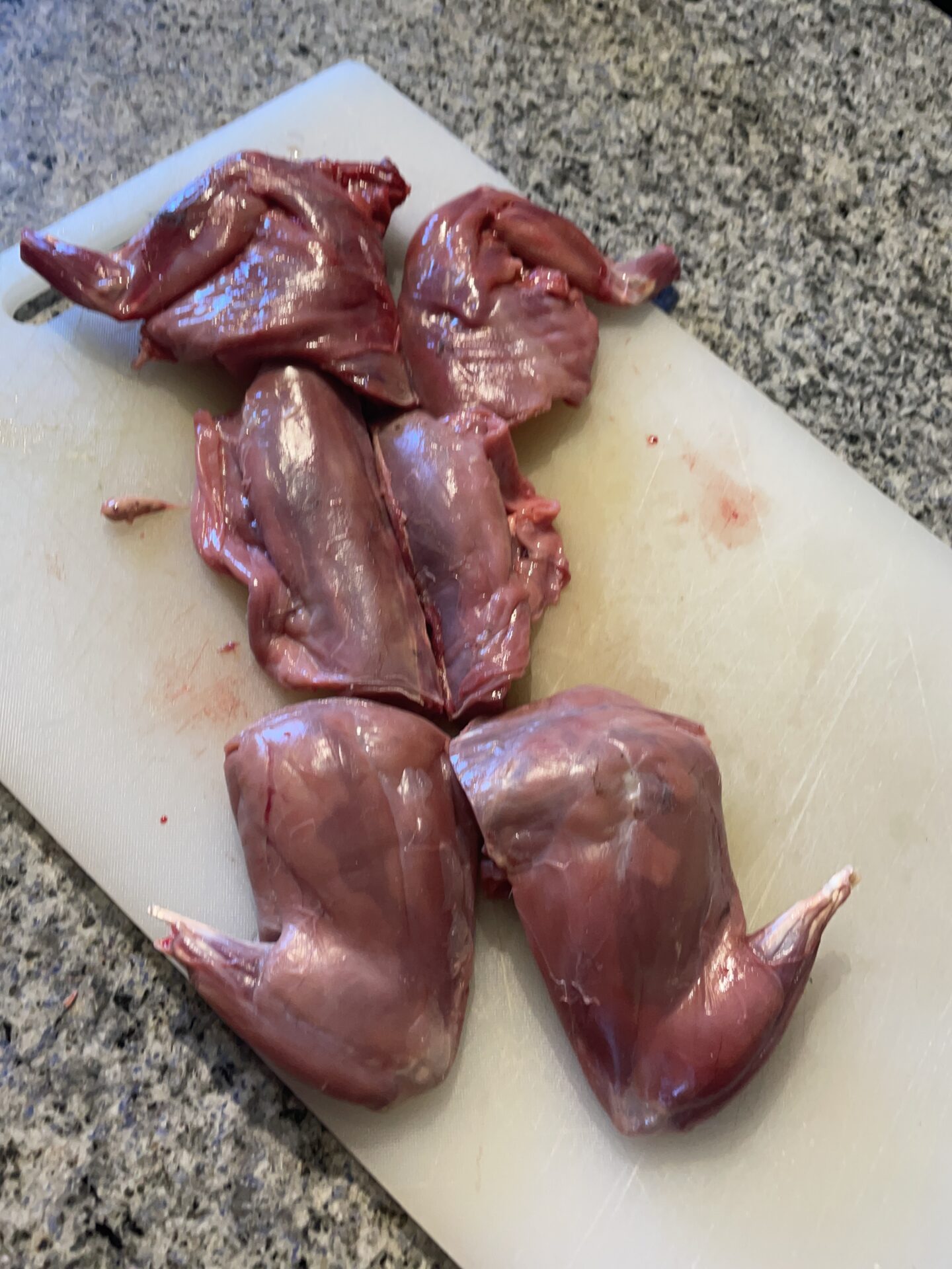 This is how to part out a rabbit in five or six pieces. 