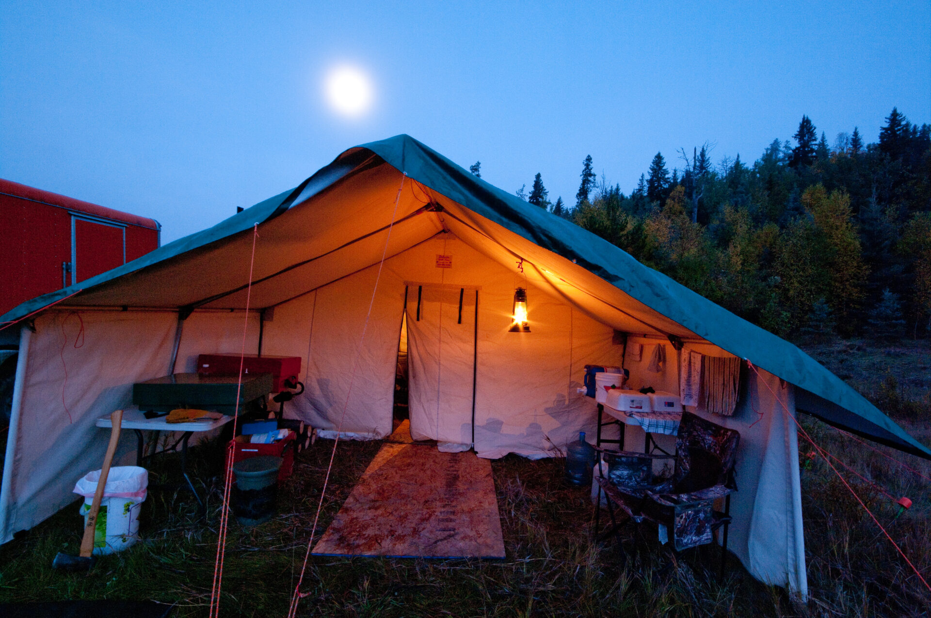 A well-organized canvas tent is a luxury to hunt from. Photo by Nick Trehearne.