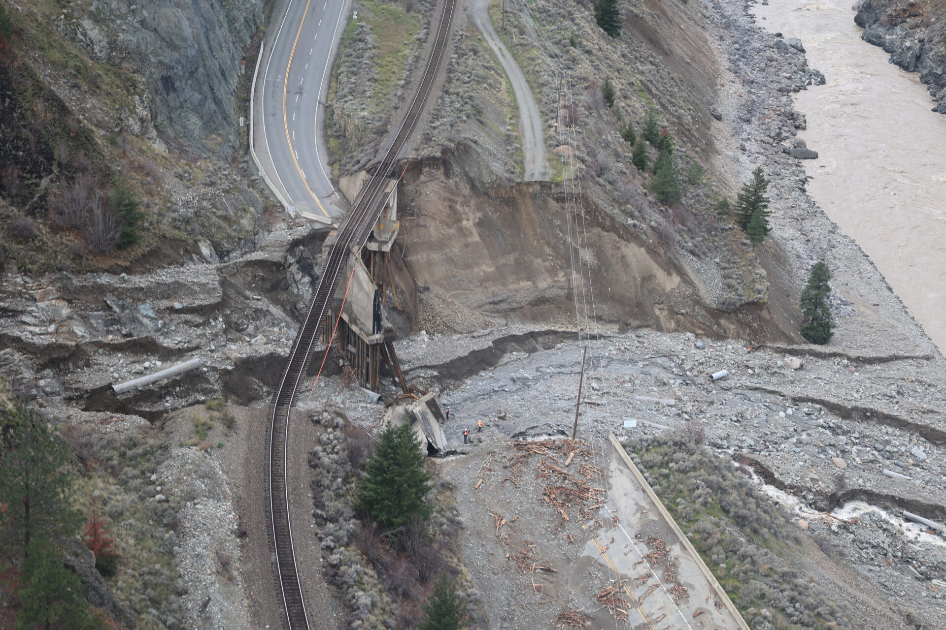 The Tank Hill underpass, destroyed. Photo by BC Ministry Of Transportation & Infrastructure.