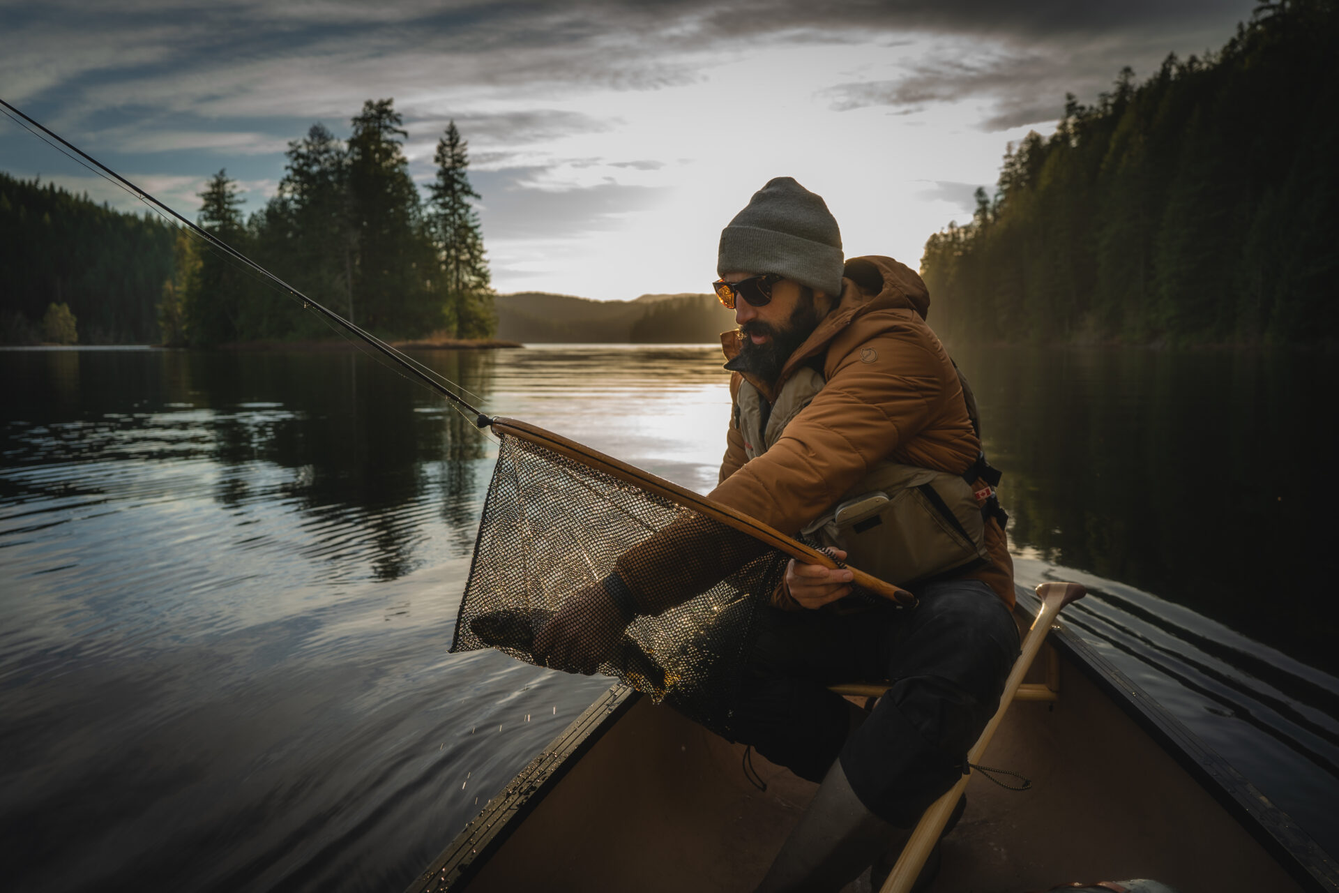 Luxury looks like fishing from a canoe, and even more so when that can happen on a beautiful lake on a beautiful island. Main Lake on Quadra Island definitely delivered.